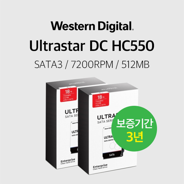 WD 울트라스타 18TB Ultrastar DC HC550 WUH721818ALE6L4 2PACK