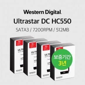 WD 18TB Ultrastar DC HC550 WUH721818ALE6L4 4PACK